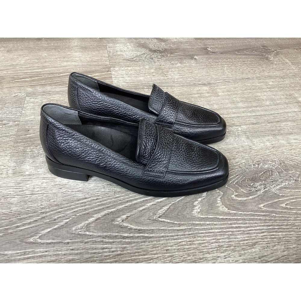Vionic Sellah Black Pebble Leather Slip On Comfort Loafers Shoes Womens Size 6.5
